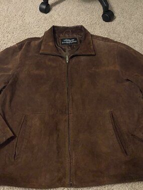 Harbour Leatherwear Jacket Mens Large Rustic Brown Full Zip genuine leather